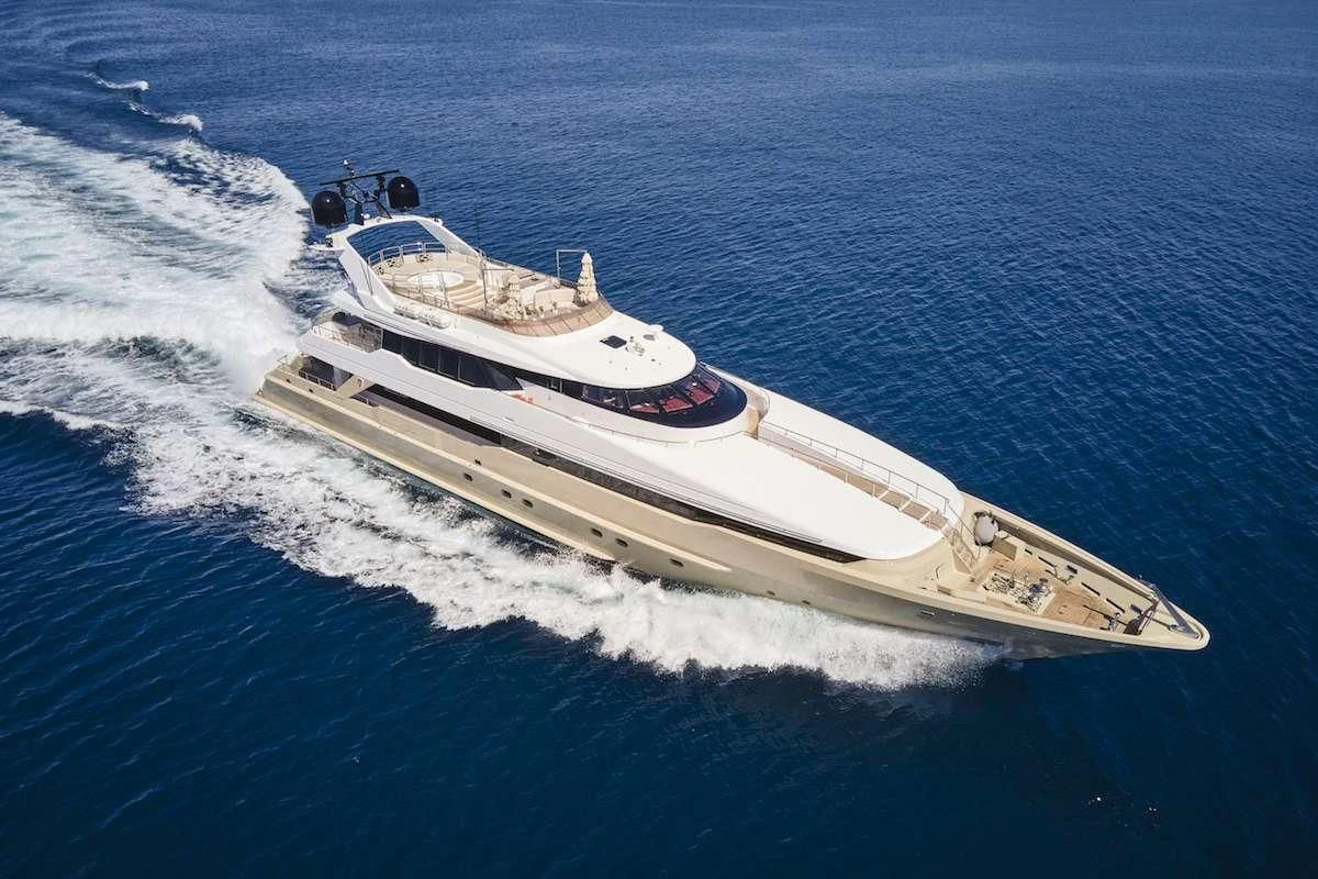 a high angle view of a boat aboard PROMETHEUS I Yacht for Charter