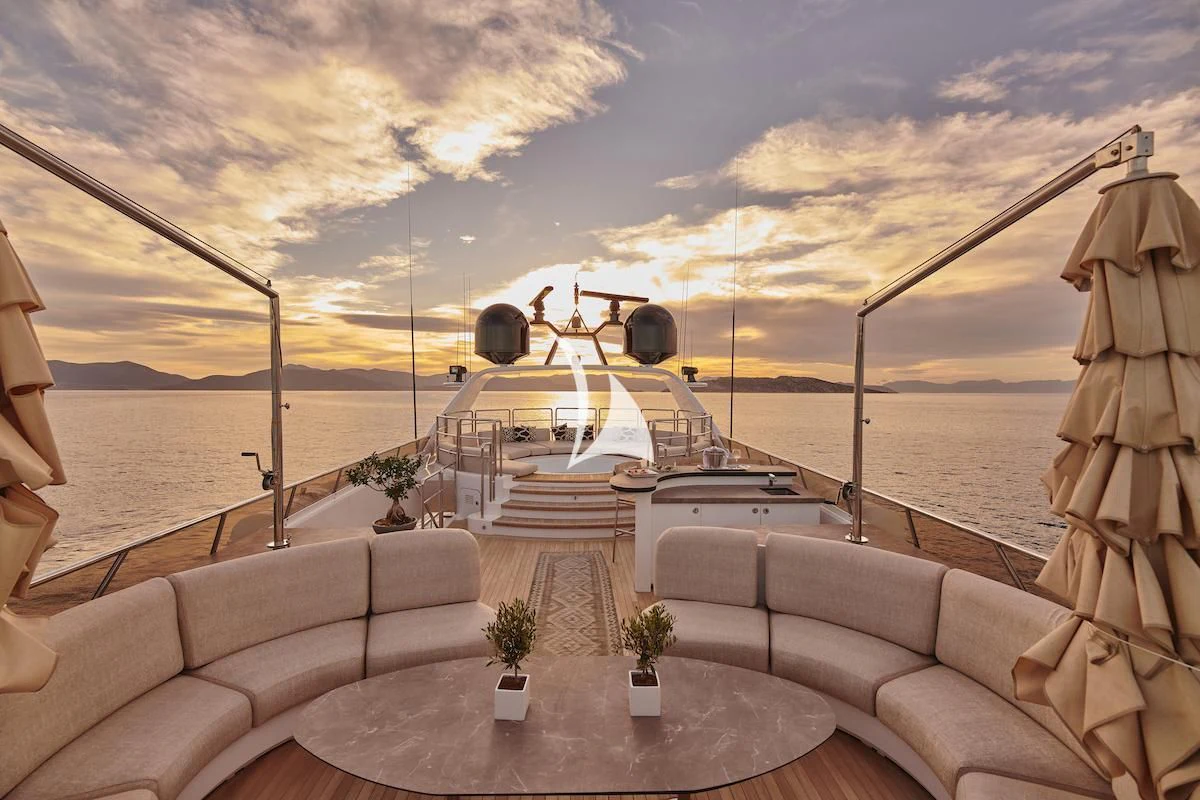 a boat on a deck aboard PROMETHEUS I Yacht for Charter