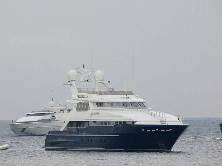 a large boat in the water aboard PROMETHEUS I Yacht for Charter