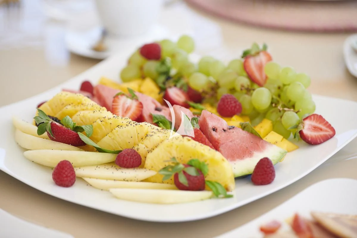 a plate of food aboard PROMETHEUS I Yacht for Charter