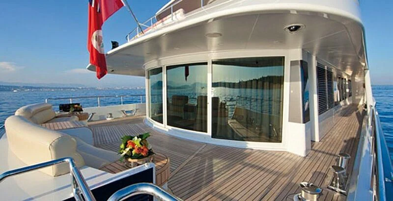 a boat on the water aboard PROMETHEUS I Yacht for Charter