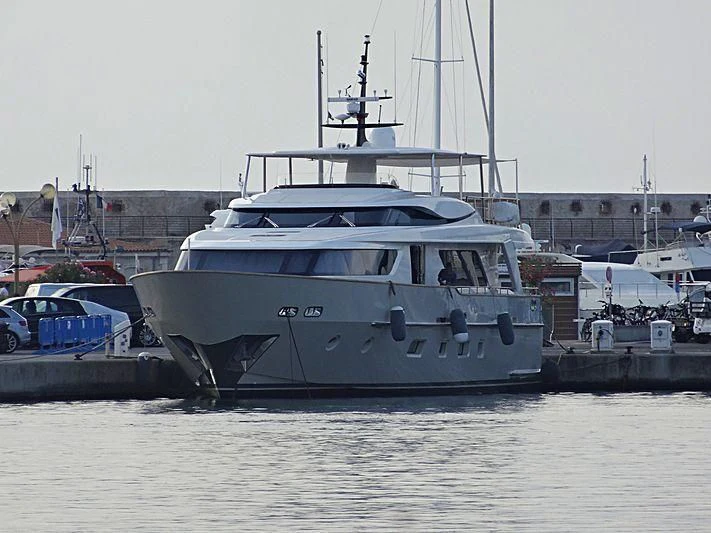 a boat docked at a pier aboard VALENTINA II Yacht for Sale