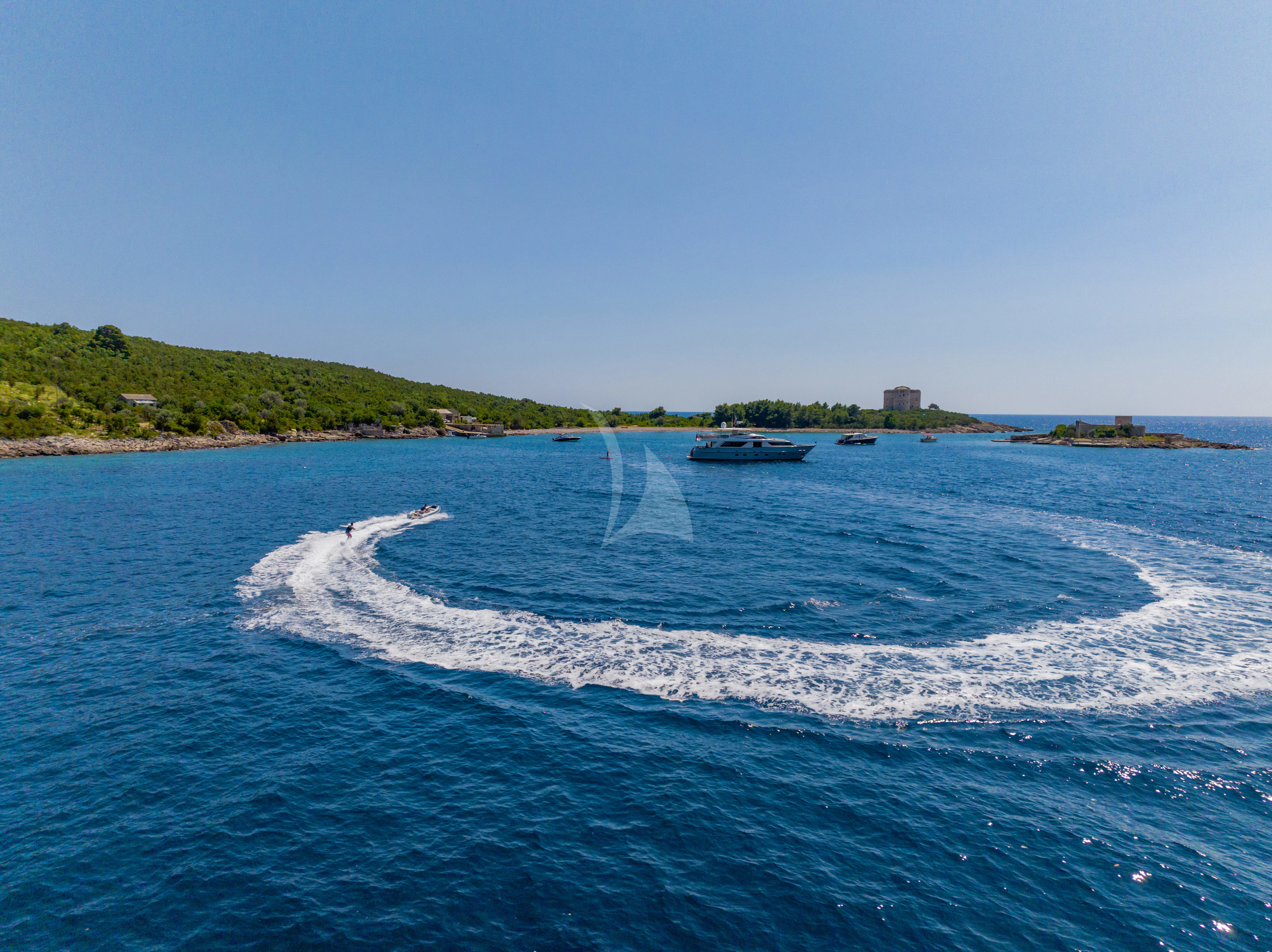 a boat on the water aboard VALENTINA II Yacht for Sale
