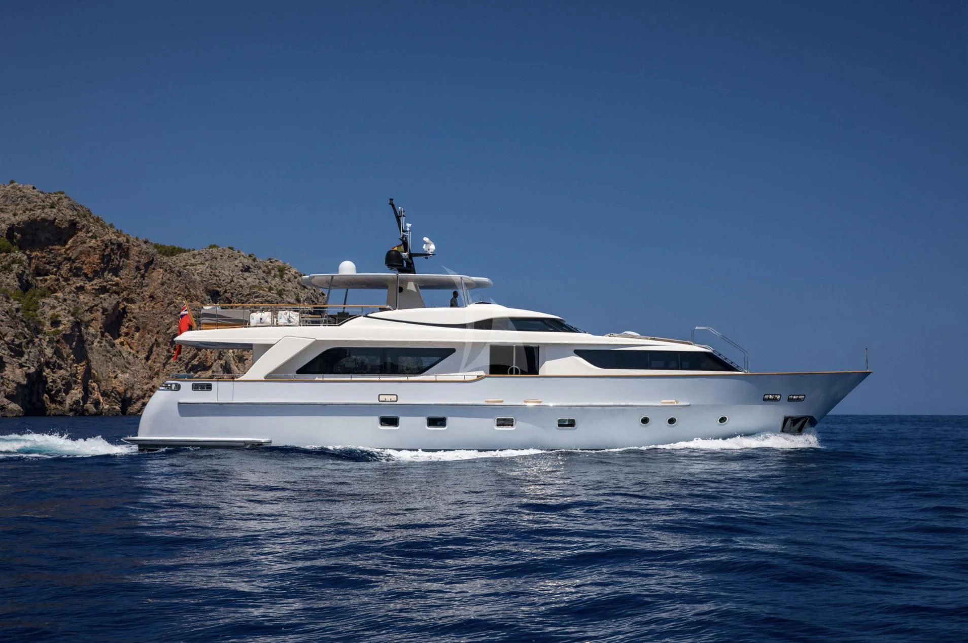 a white yacht on the water aboard VALENTINA II Yacht for Sale