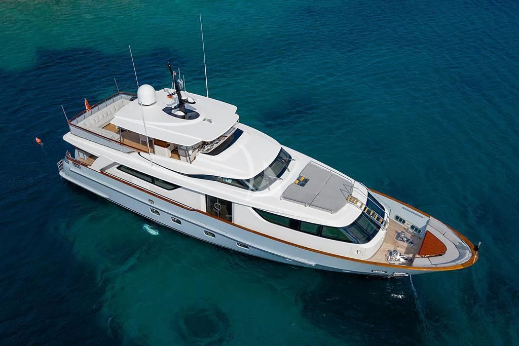 a white boat in the water aboard VALENTINA II Yacht for Sale