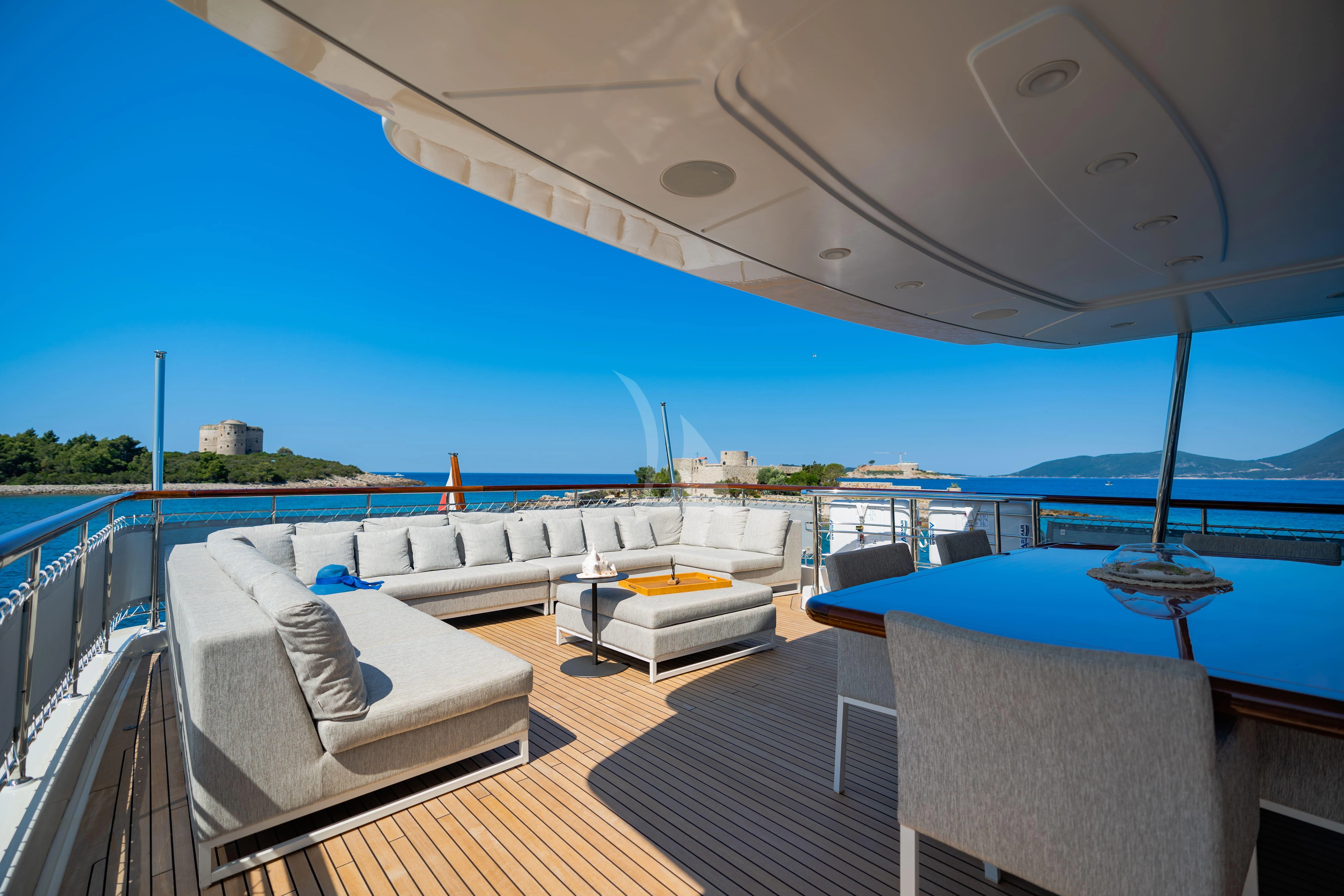 a boat on a deck aboard VALENTINA II Yacht for Sale