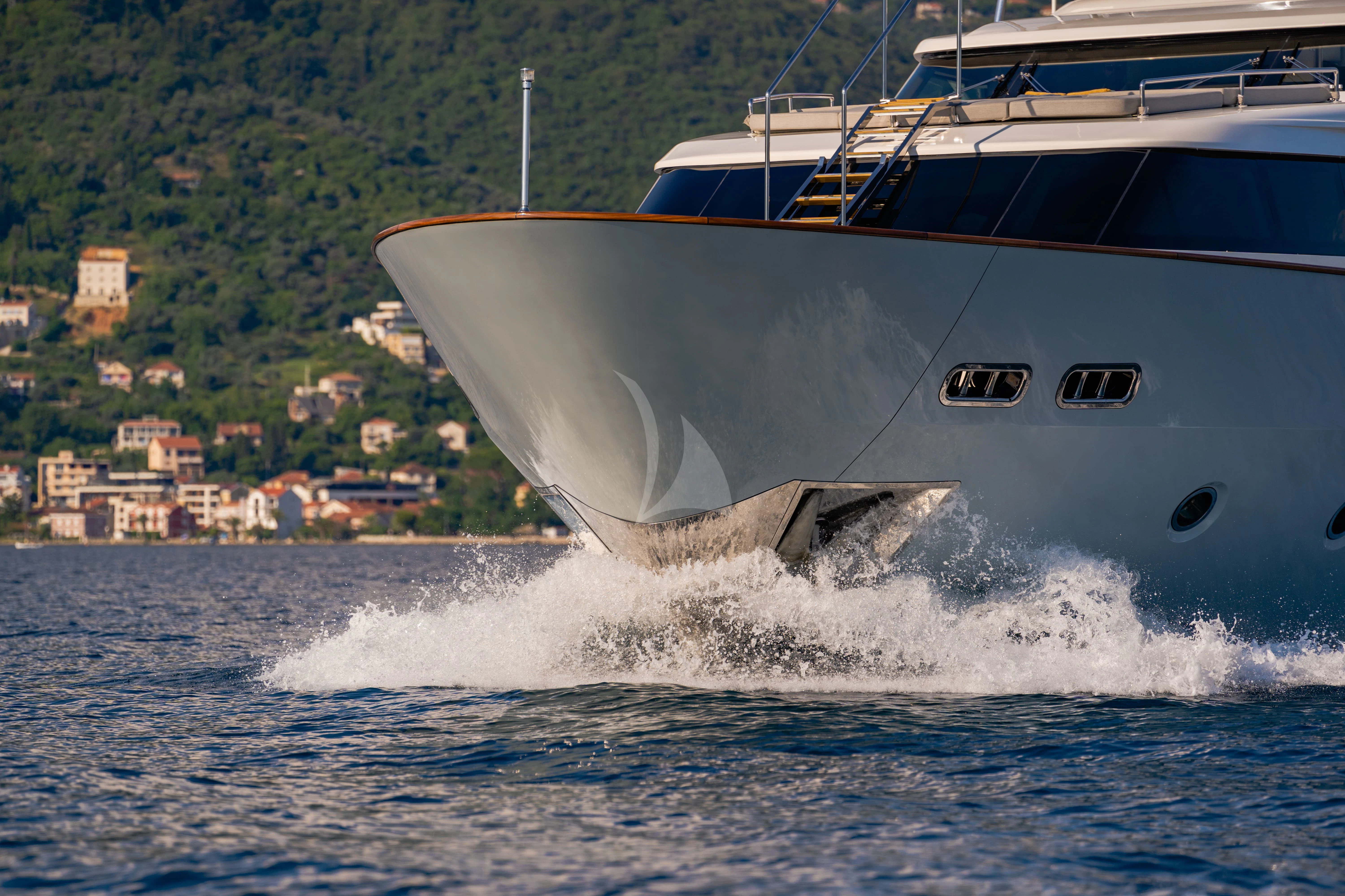 a boat splashing in the water aboard VALENTINA II Yacht for Sale