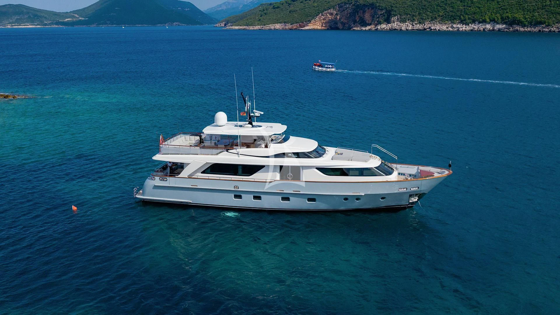 a white boat in the water aboard VALENTINA II Yacht for Sale