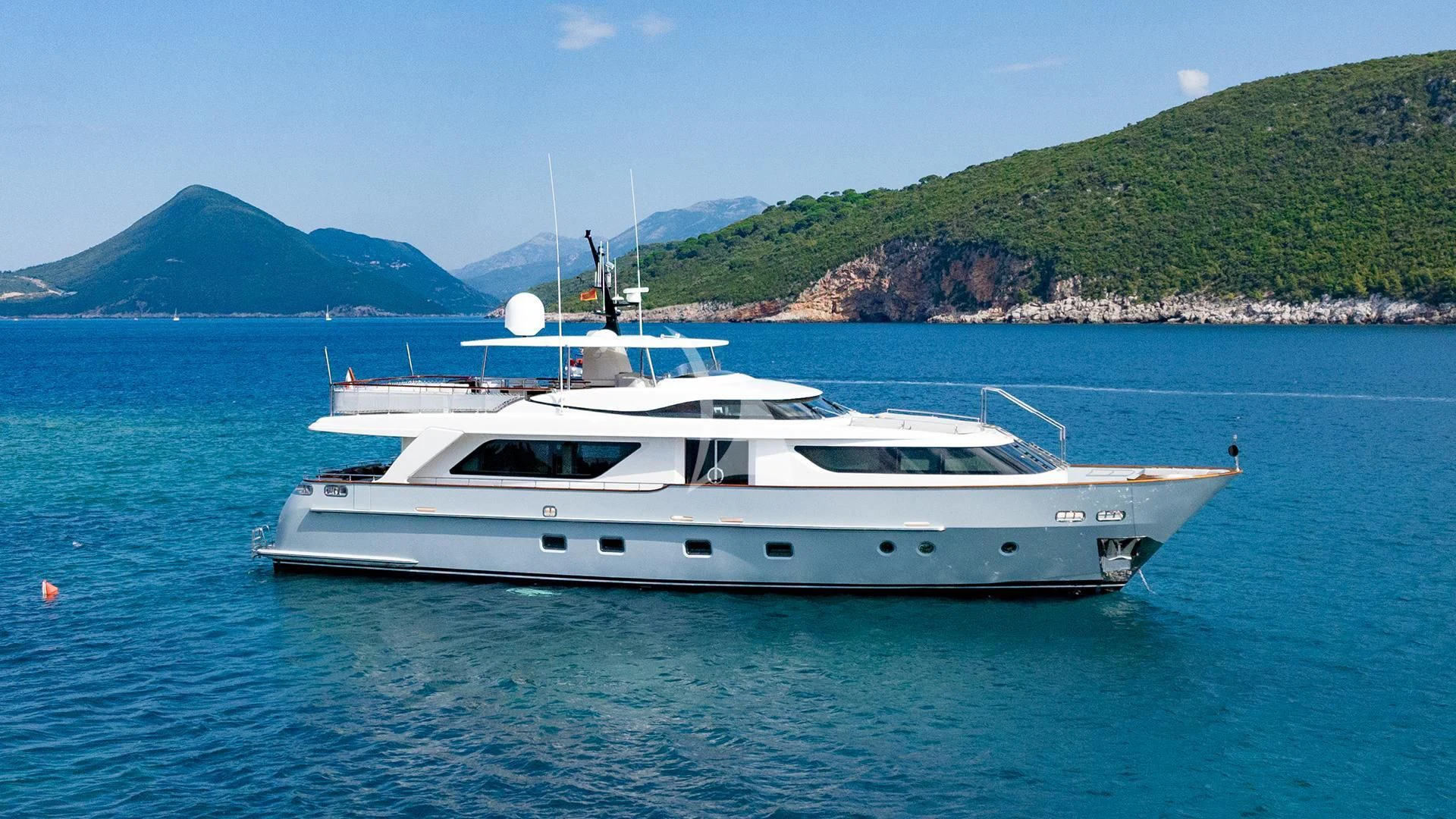 a white yacht in the water aboard VALENTINA II Yacht for Sale