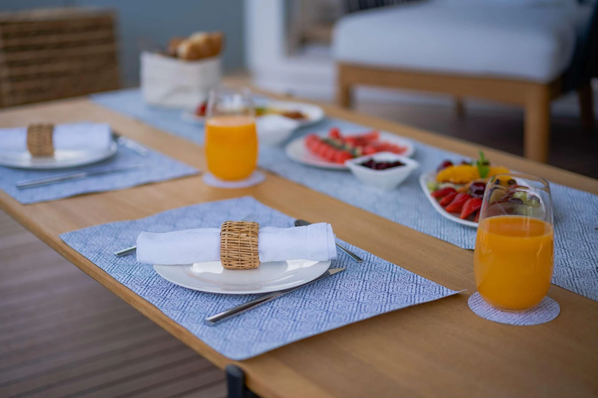 a table with food and drinks on it aboard VALENTINA II Yacht for Sale