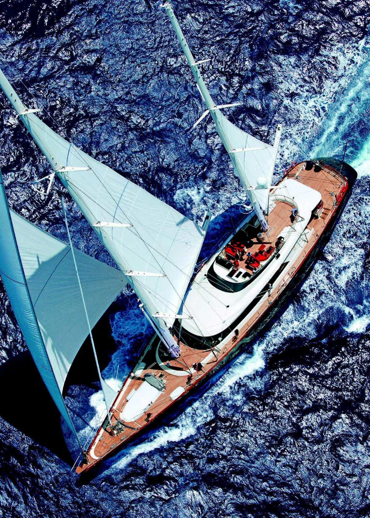 a boat with a pole in the water aboard VICTORIA A Yacht for Charter