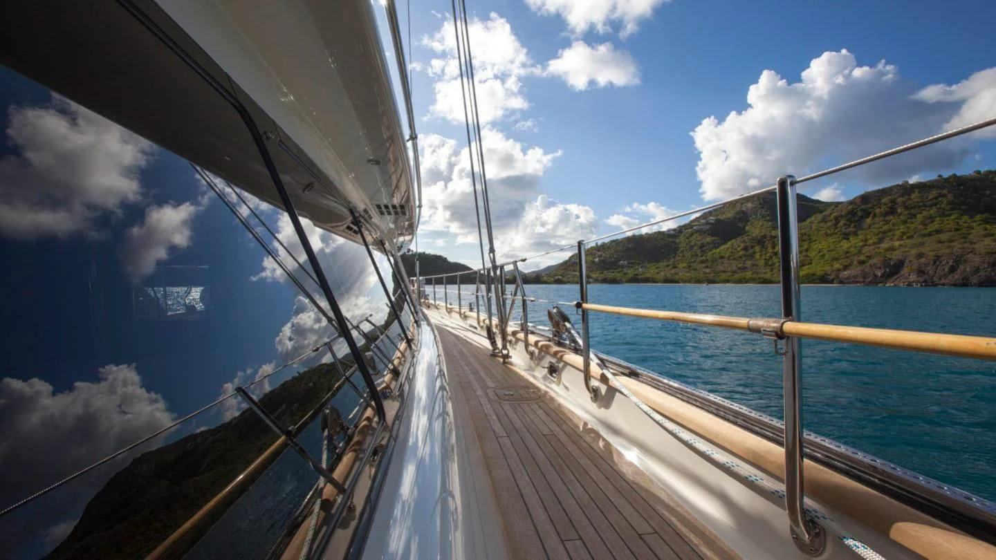 a boat on the water aboard VICTORIA A Yacht for Charter