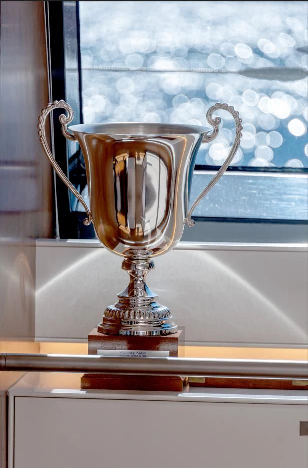 a trophy on a shelf aboard VICTORIA A Yacht for Charter