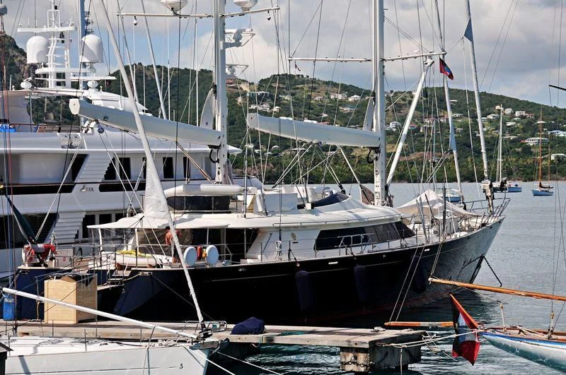 a large boat docked aboard VICTORIA A Yacht for Charter