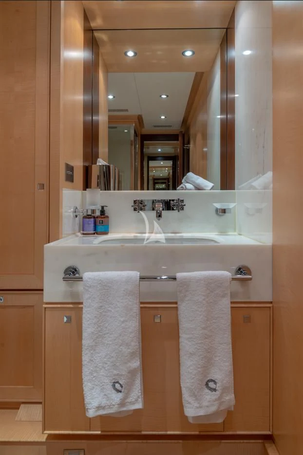 a towel on a towel rack aboard VICTORIA A Yacht for Charter