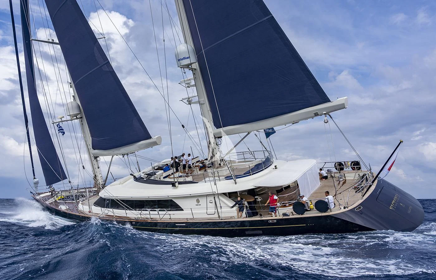 a boat sailing on the sea aboard VICTORIA A Yacht for Charter