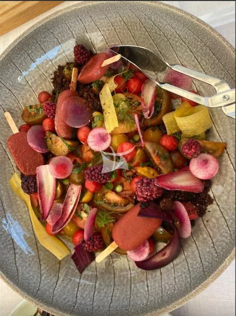 a bowl of food aboard VICTORIA A Yacht for Charter