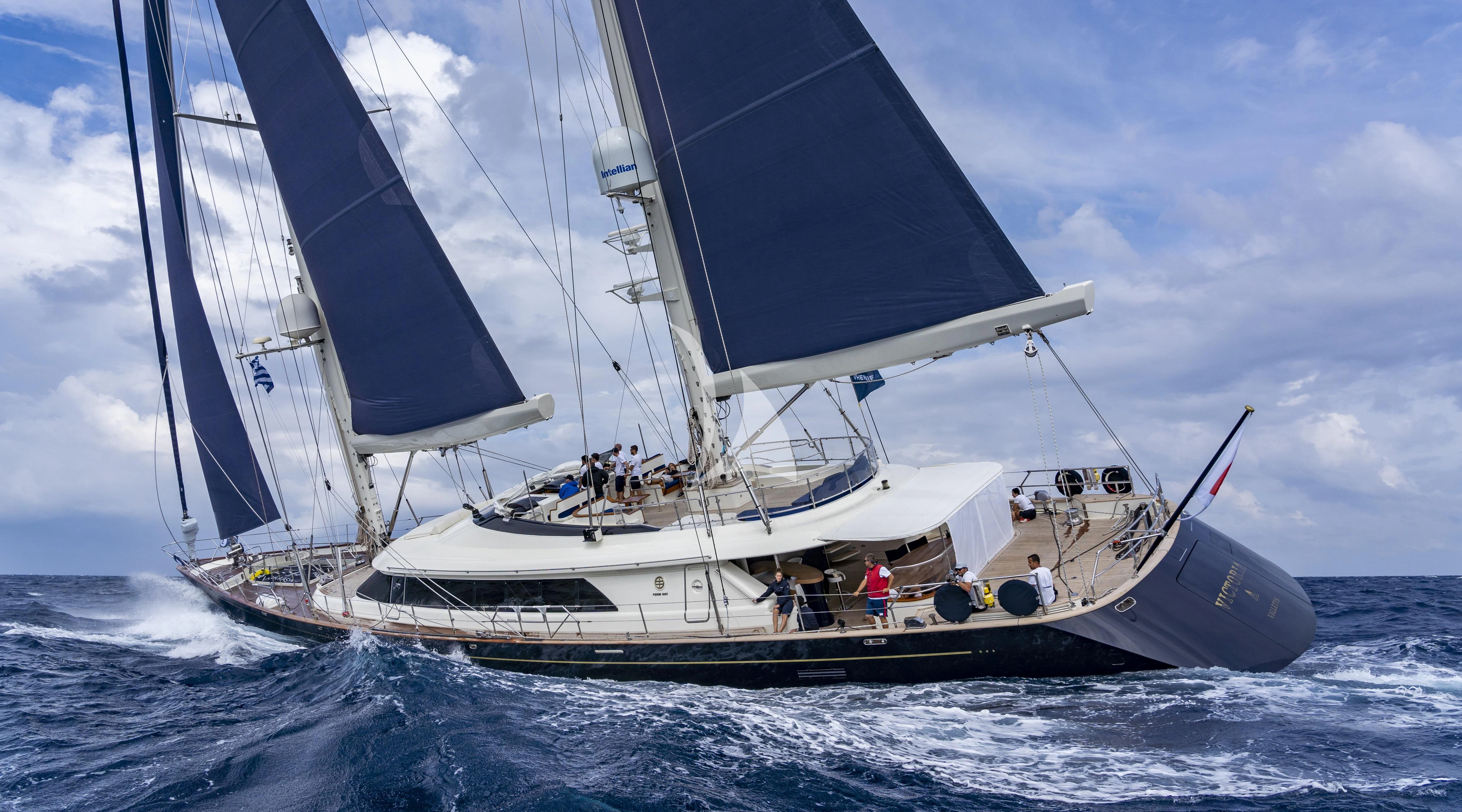 a boat in the water aboard VICTORIA A Yacht for Charter