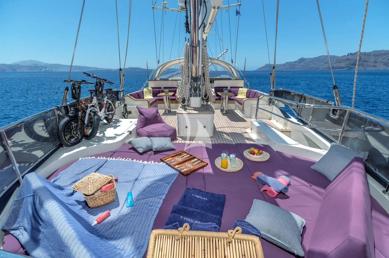 a boat on the water aboard VICTORIA A Yacht for Charter