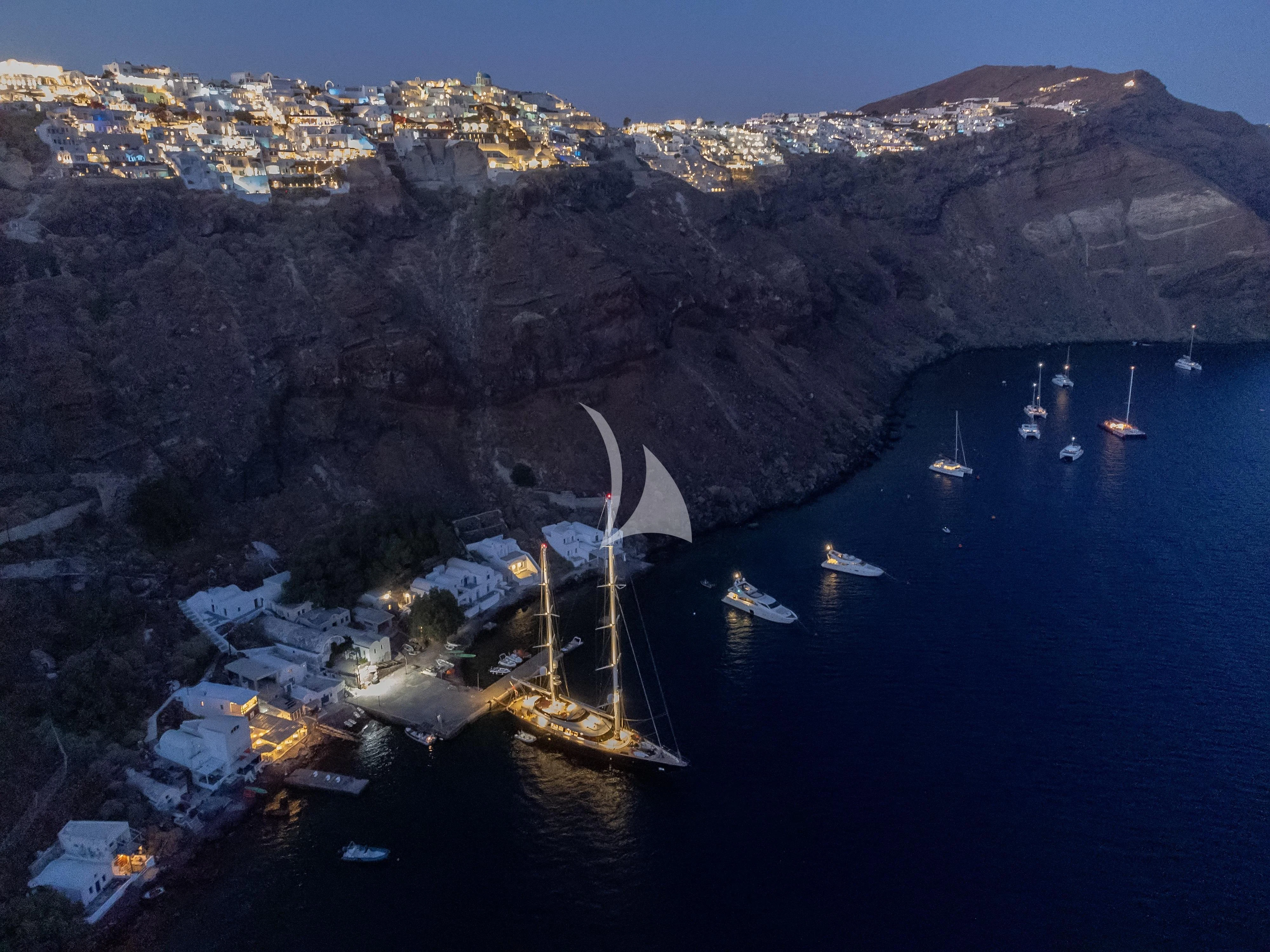 a group of boats in a harbor aboard VICTORIA A Yacht for Charter