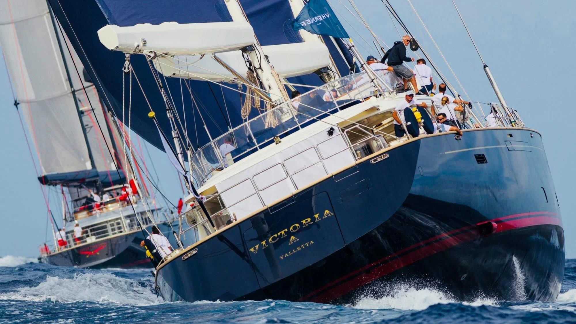 a boat in the water aboard VICTORIA A Yacht for Charter