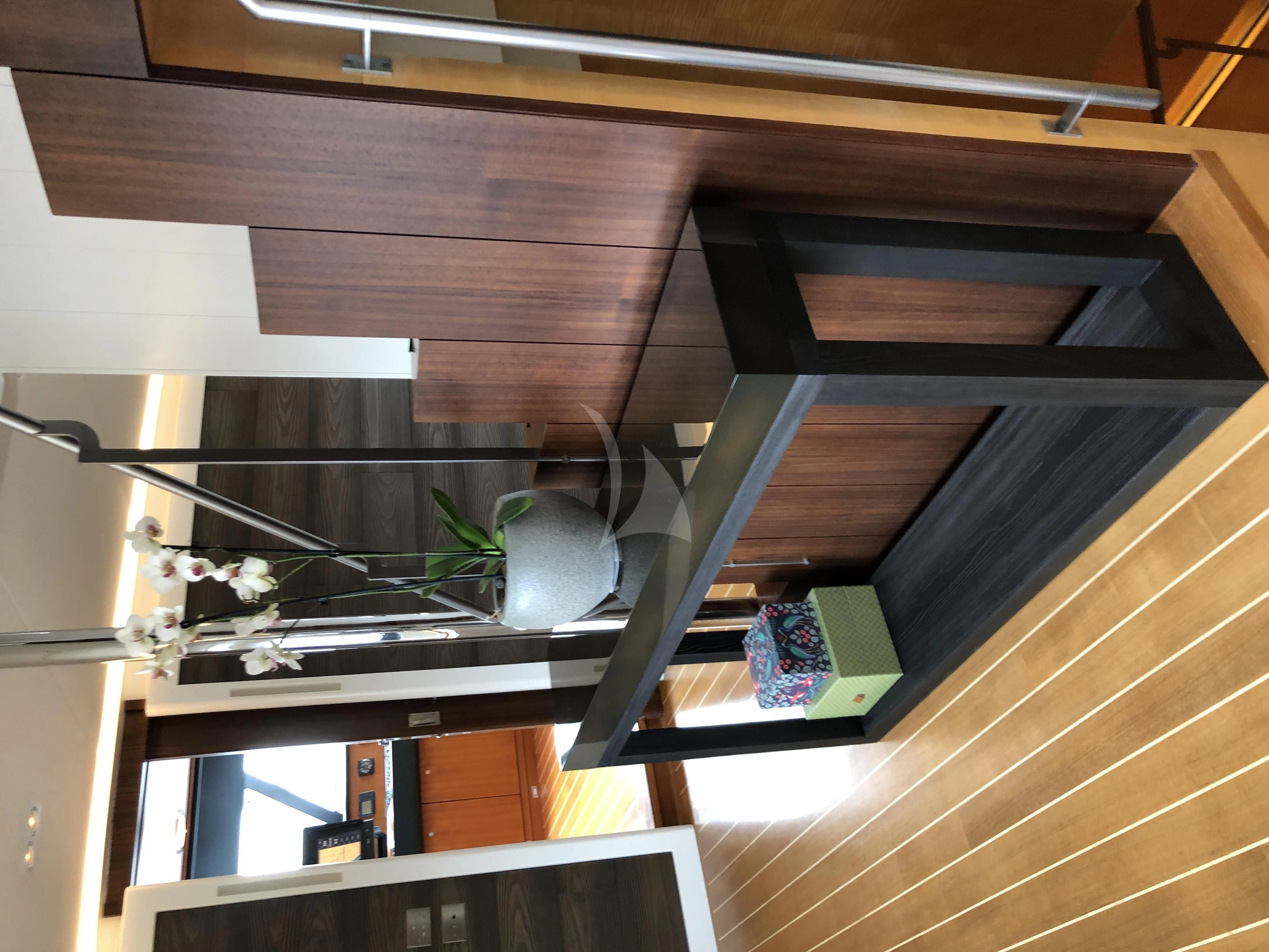 a room with a shelf and a sink aboard VICTORIA A Yacht for Charter