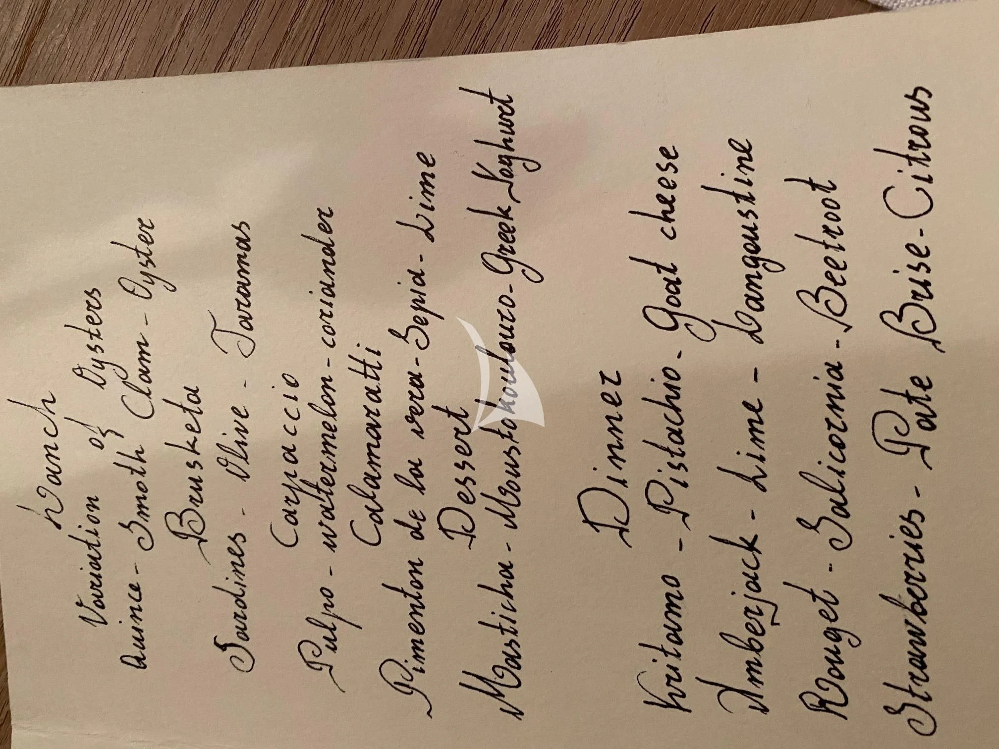 text, letter aboard VICTORIA A Yacht for Charter