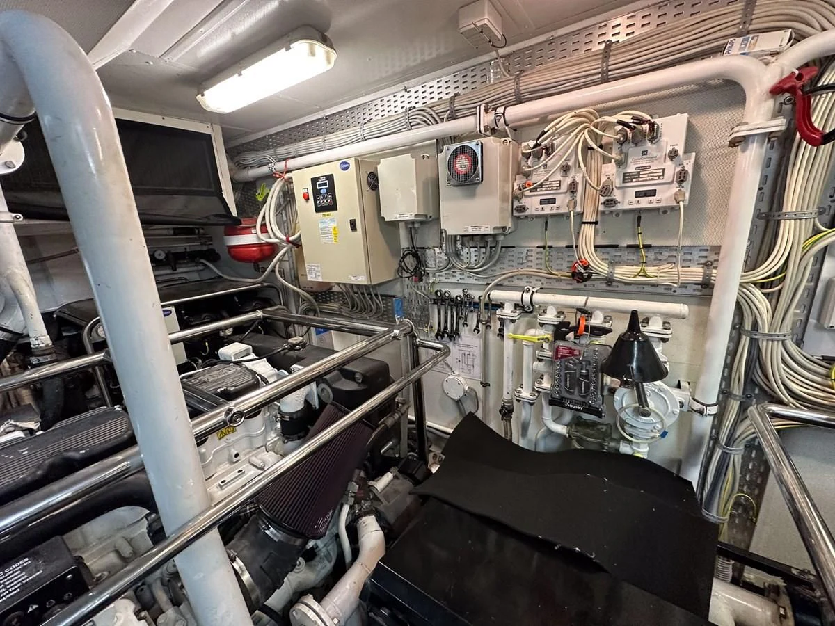 a large room with machinery aboard CHARISMA II Yacht for Sale