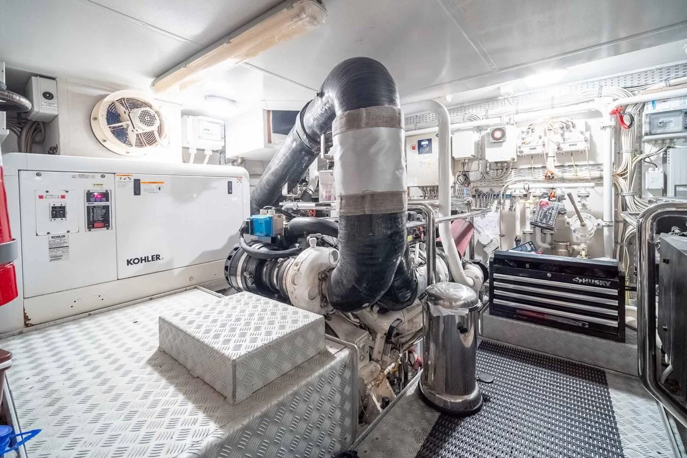 a machine with a large metal pipe aboard CHARISMA II Yacht for Sale