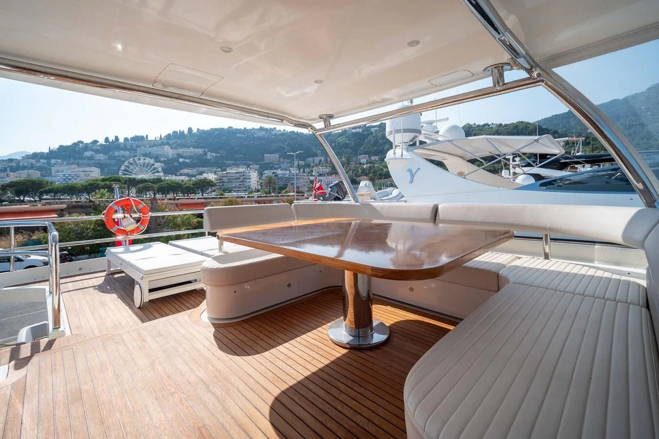 a room with a large bed and a large window aboard CHARISMA II Yacht for Sale
