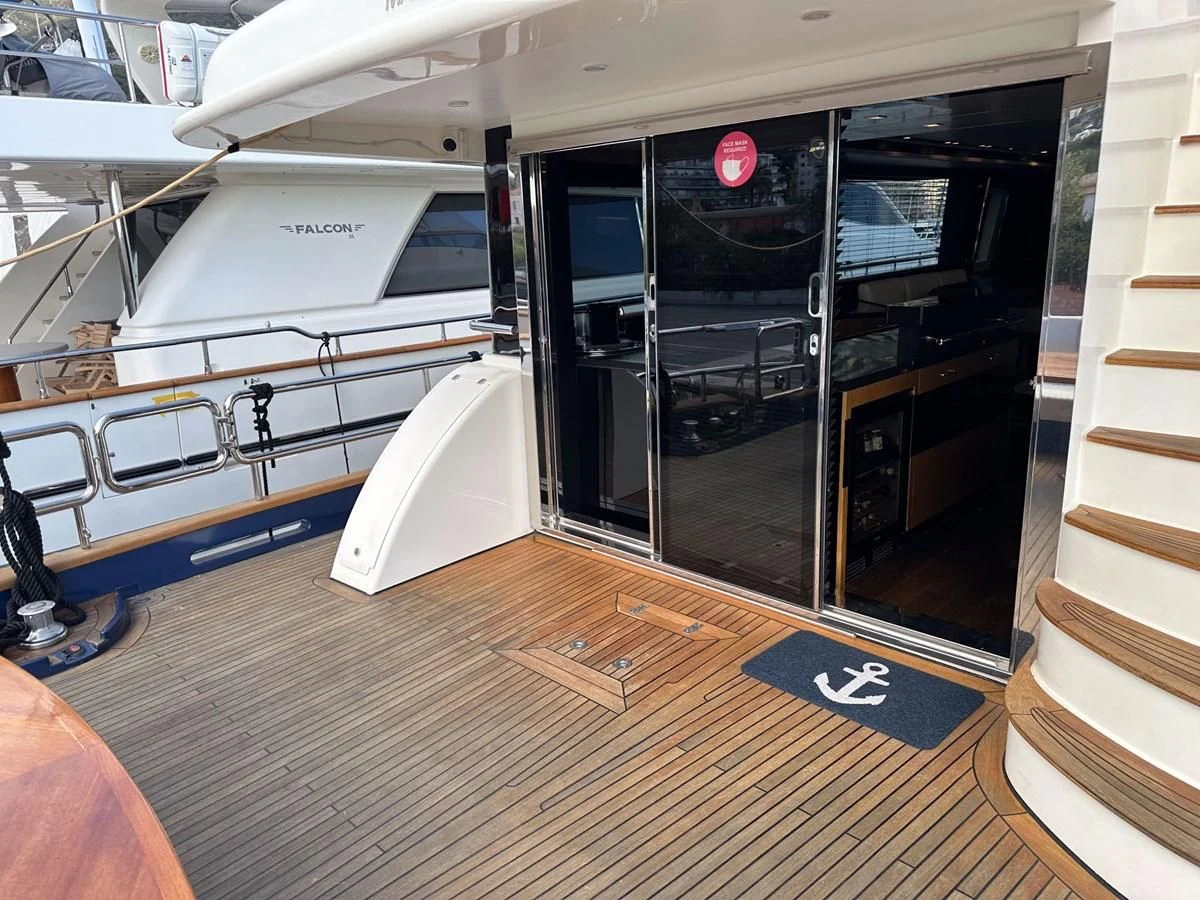 a room with a large mirror aboard CHARISMA II Yacht for Sale
