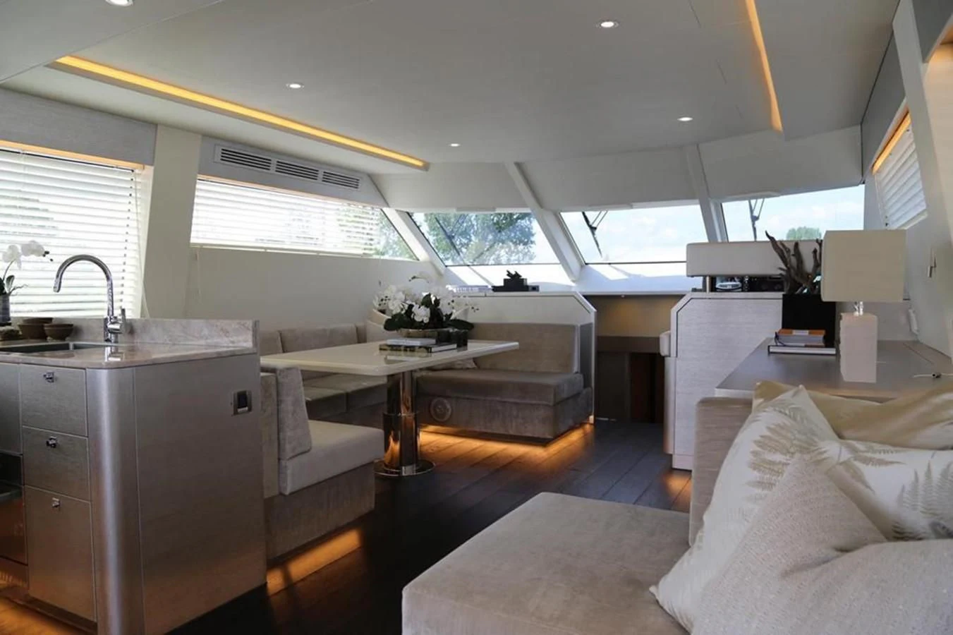 a modern looking kitchen aboard ALILEA Yacht for Sale