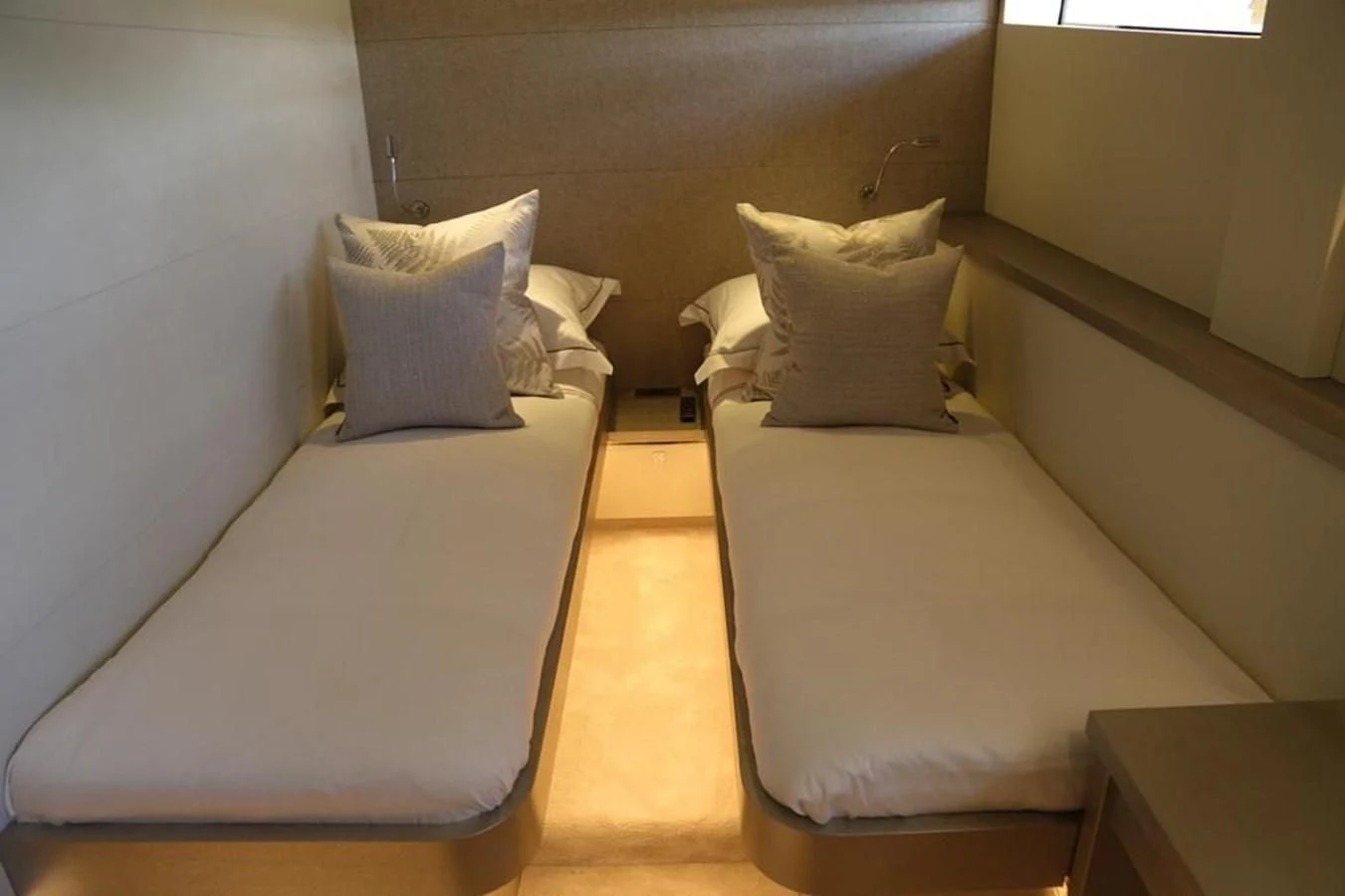 a couple of beds in a room aboard ALILEA Yacht for Sale