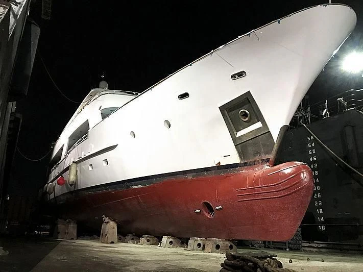 a space shuttle on a platform aboard COMMITMENT Yacht for Sale