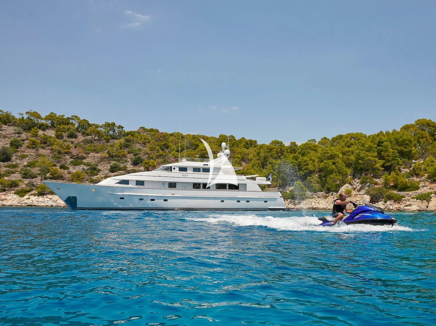 a boat on the water aboard IDYLLE Yacht for Sale