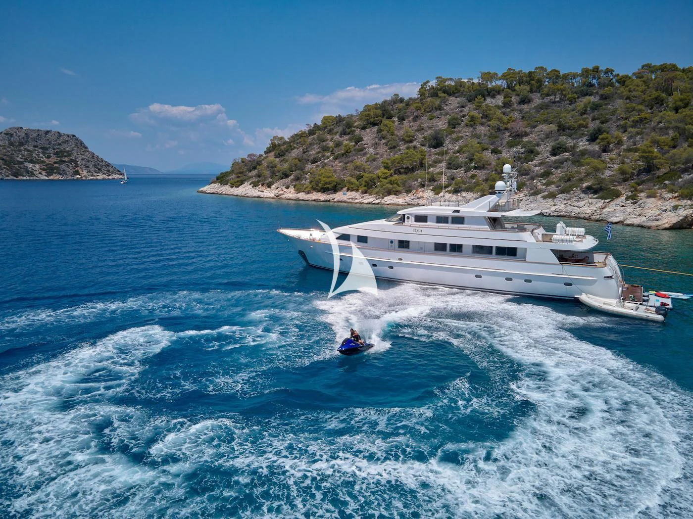 a boat on the water aboard IDYLLE Yacht for Sale