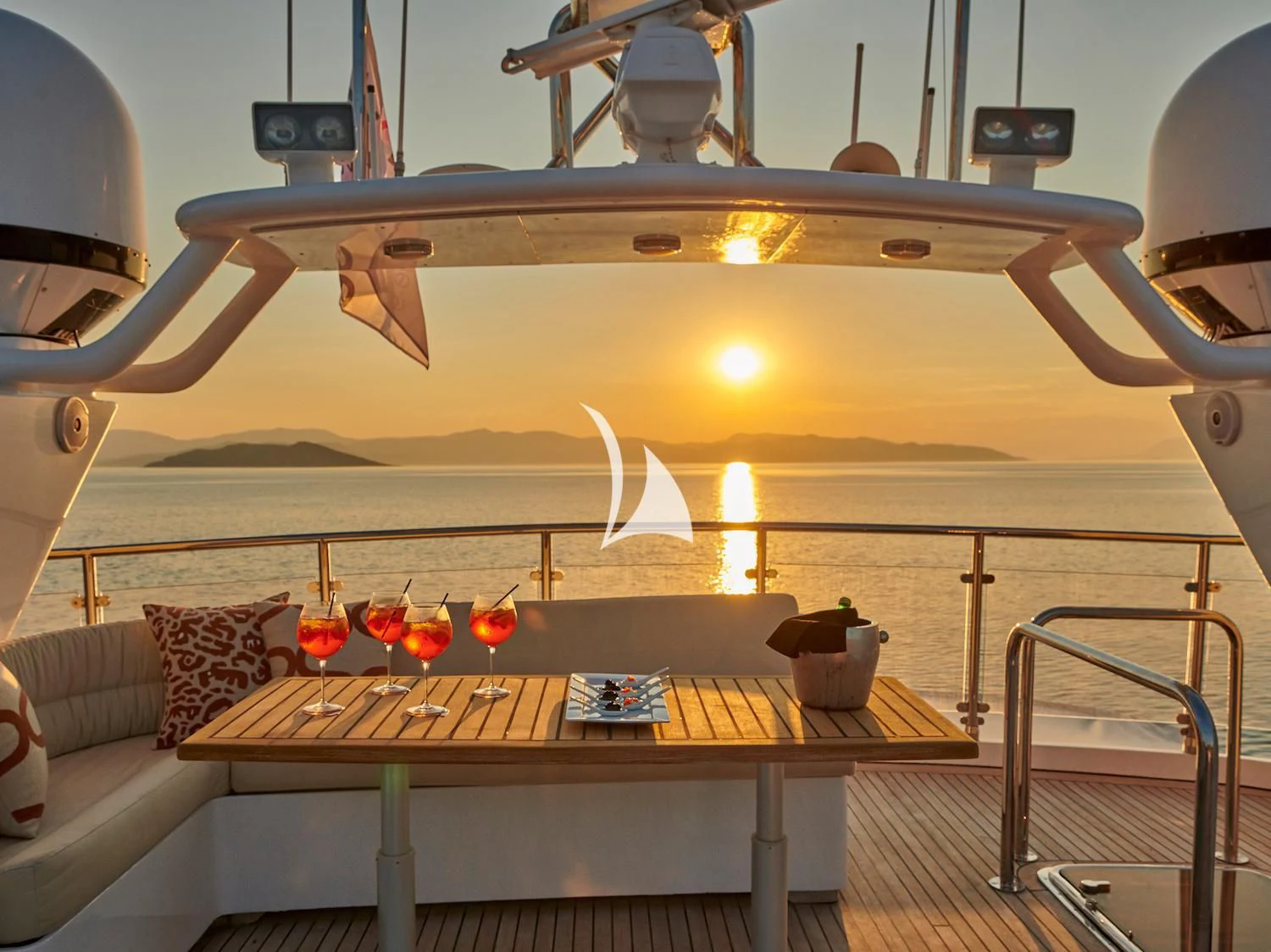 a boat on a deck aboard IDYLLE Yacht for Sale