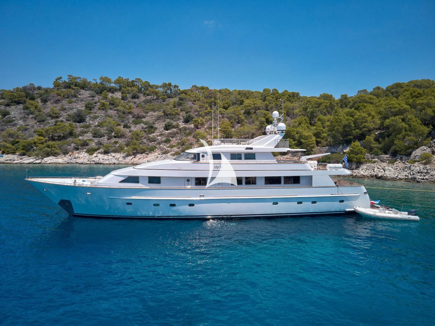a boat on the water aboard IDYLLE Yacht for Sale
