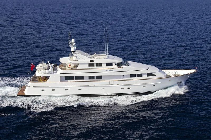 a large white ship in the water aboard IDYLLE Yacht for Sale