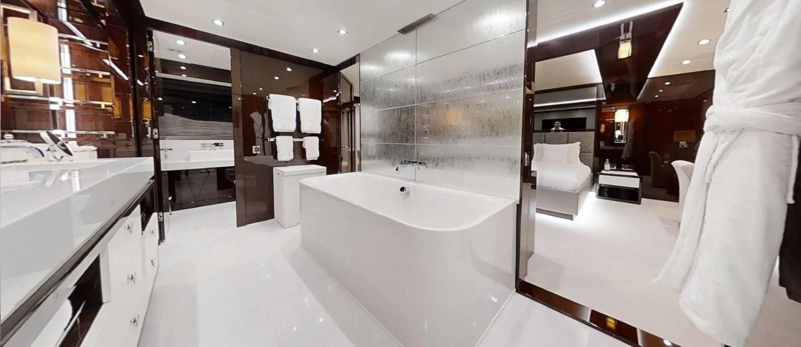 a bathroom with a bathtub and a sink aboard NOAH Yacht for Charter