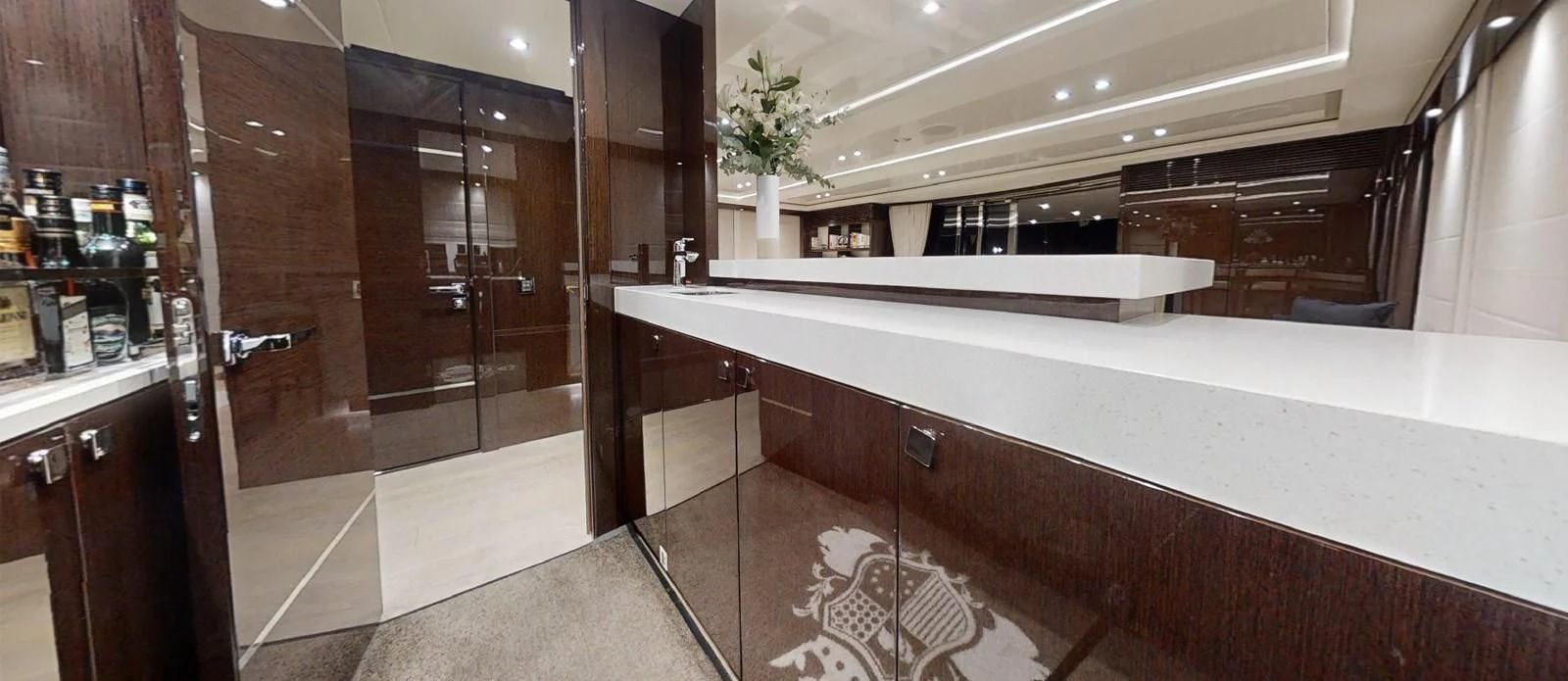 a large bathroom with a large tub aboard NOAH Yacht for Charter