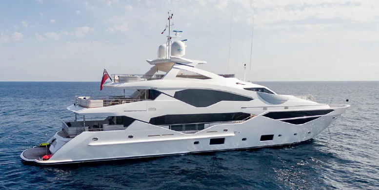 a white yacht in the water aboard NOAH Yacht for Charter