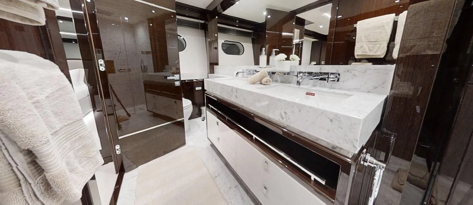 a bathroom with a large bathtub aboard NOAH Yacht for Charter