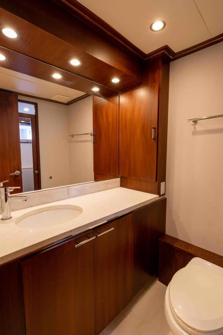 a bathroom with a sink and a toilet aboard ARIES Yacht for Sale