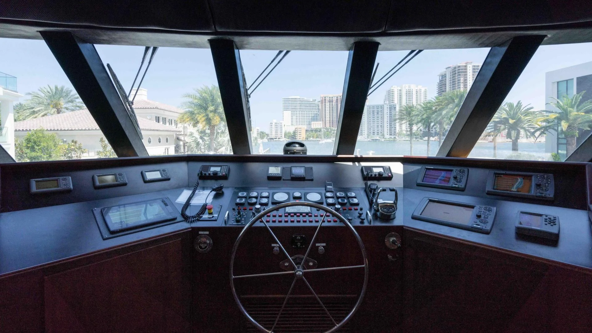 the inside of a car aboard ARIES Yacht for Sale