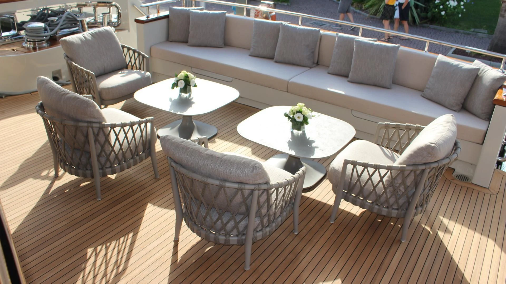 a living room with a couch and chairs aboard SUPERNOVA Yacht for Sale