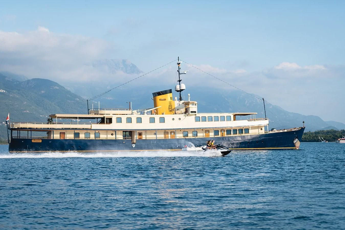 a large ship on the water aboard SEAGULL II Yacht for Sale