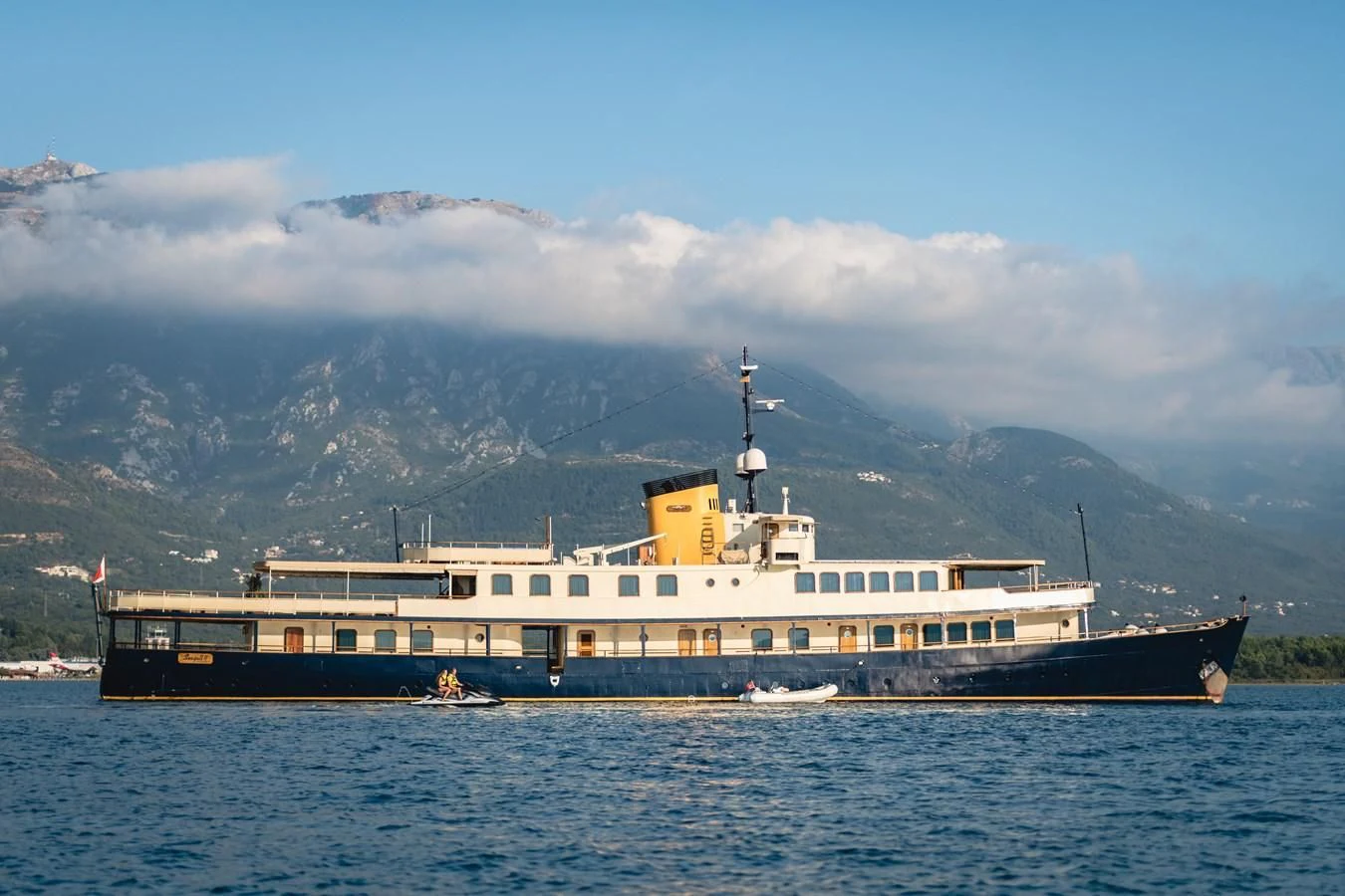a large ship in the water aboard SEAGULL II Yacht for Sale