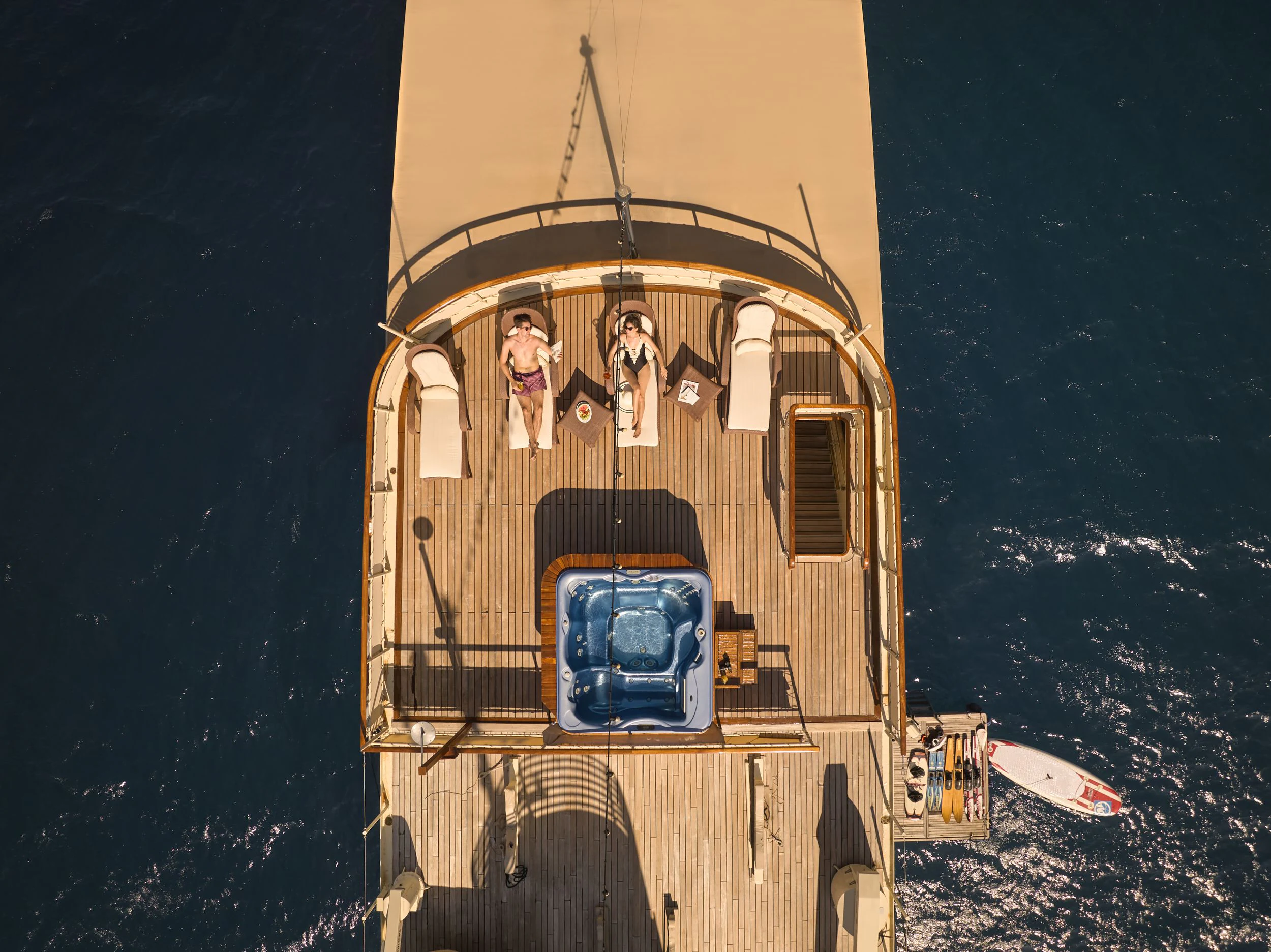 a space shuttle with people on the top aboard SEAGULL II Yacht for Sale