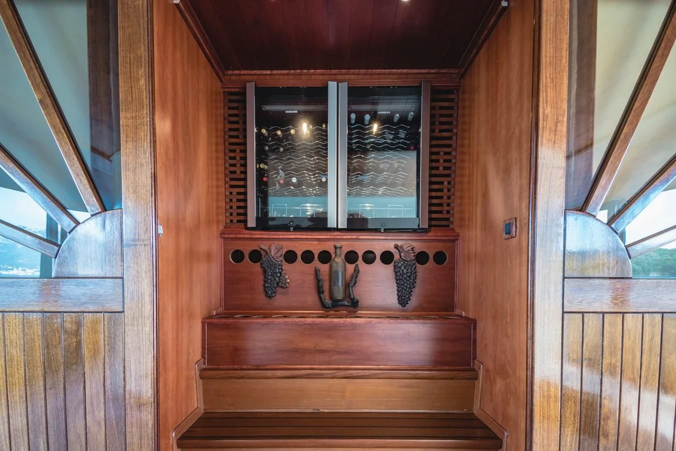 a cat sitting on a window sill aboard SEAGULL II Yacht for Sale